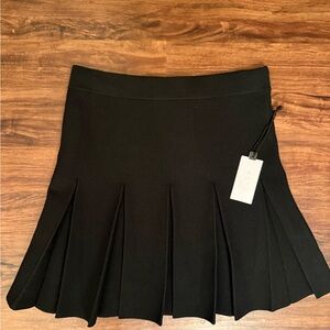 Astr Knitted Black Pleated Skater Skirt